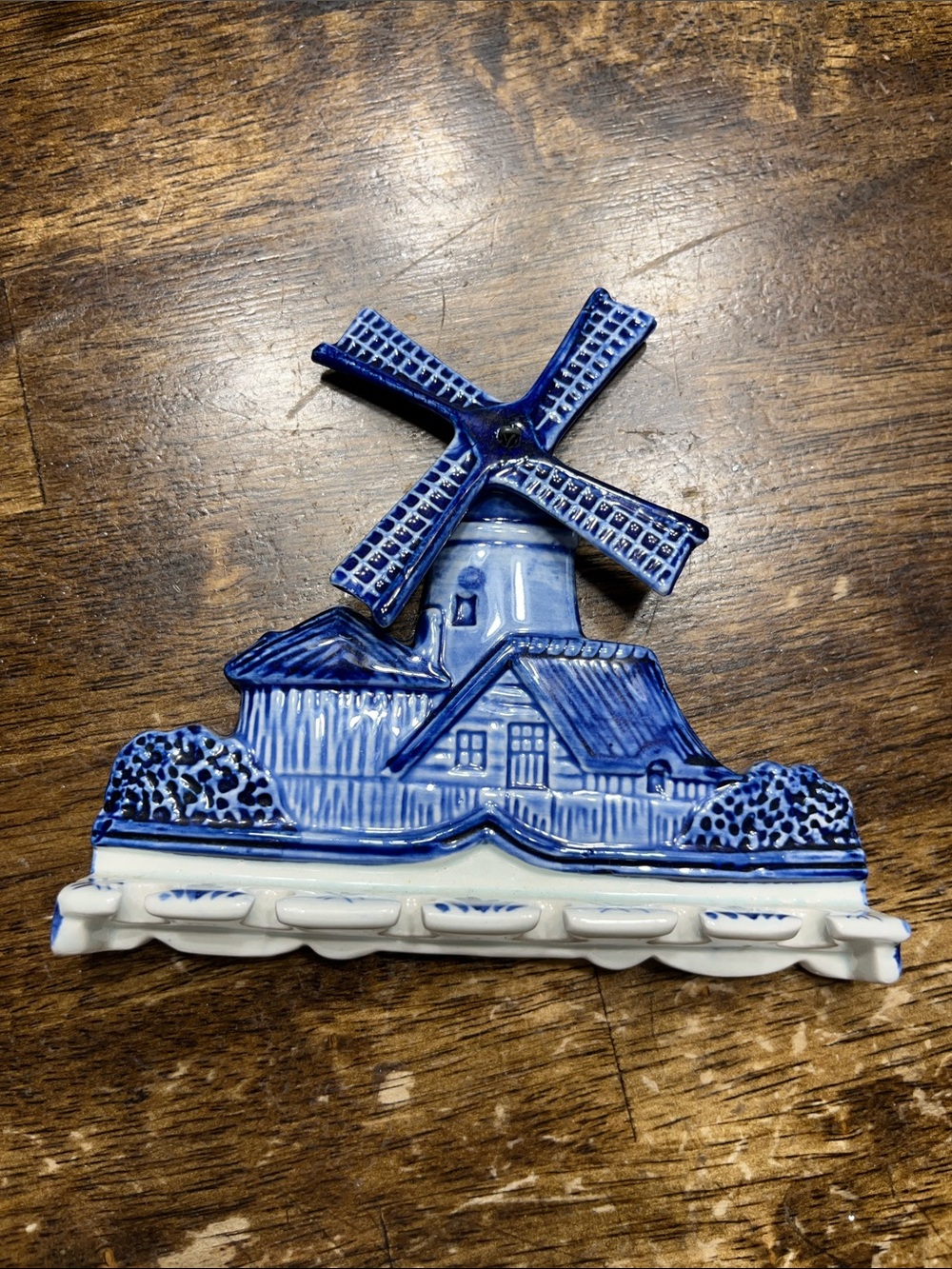 Vintage Delft Blue Windmill Spin Hand Painted 5" Ceramic Dutch Wall
Spoon Holder